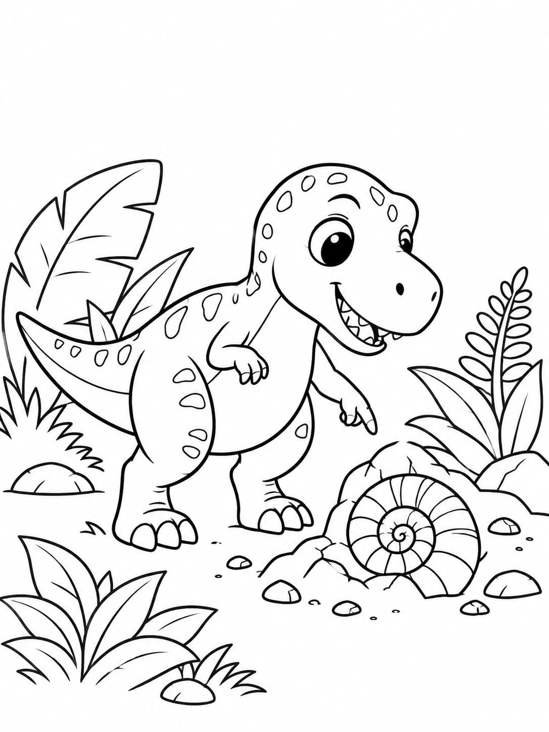 Dinosaur fossil discovery coloring page from the book