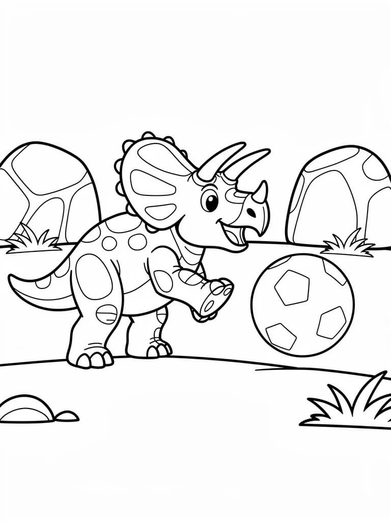 Triceratops soccer coloring page from the book