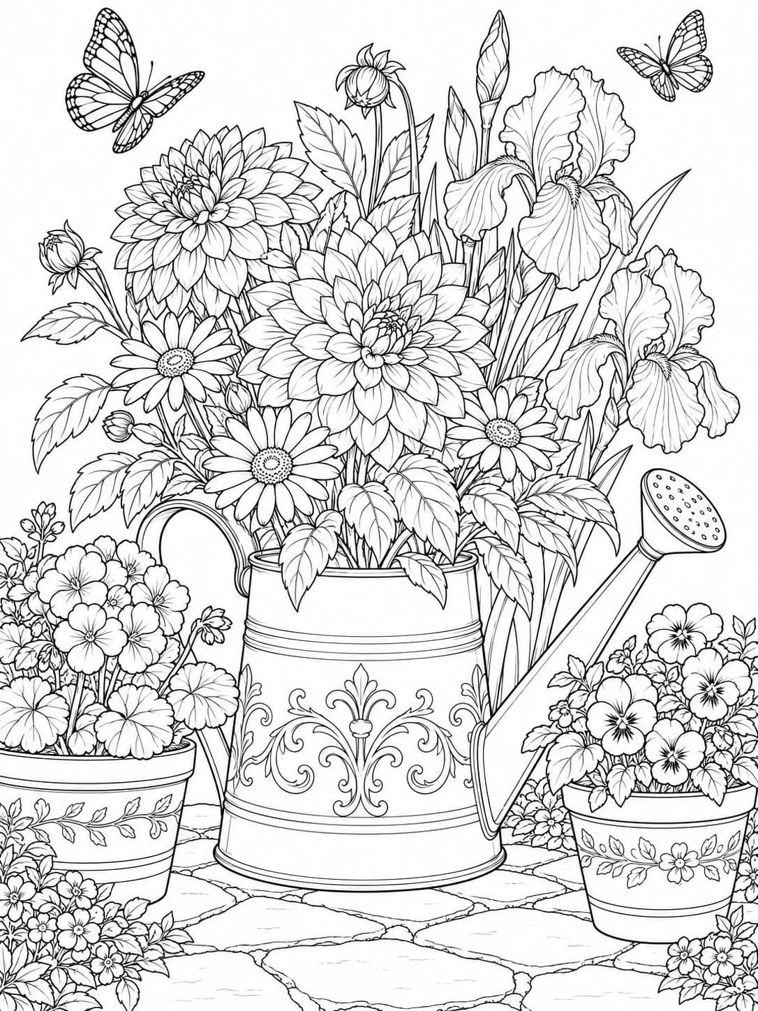 A watering can filled with flowers
