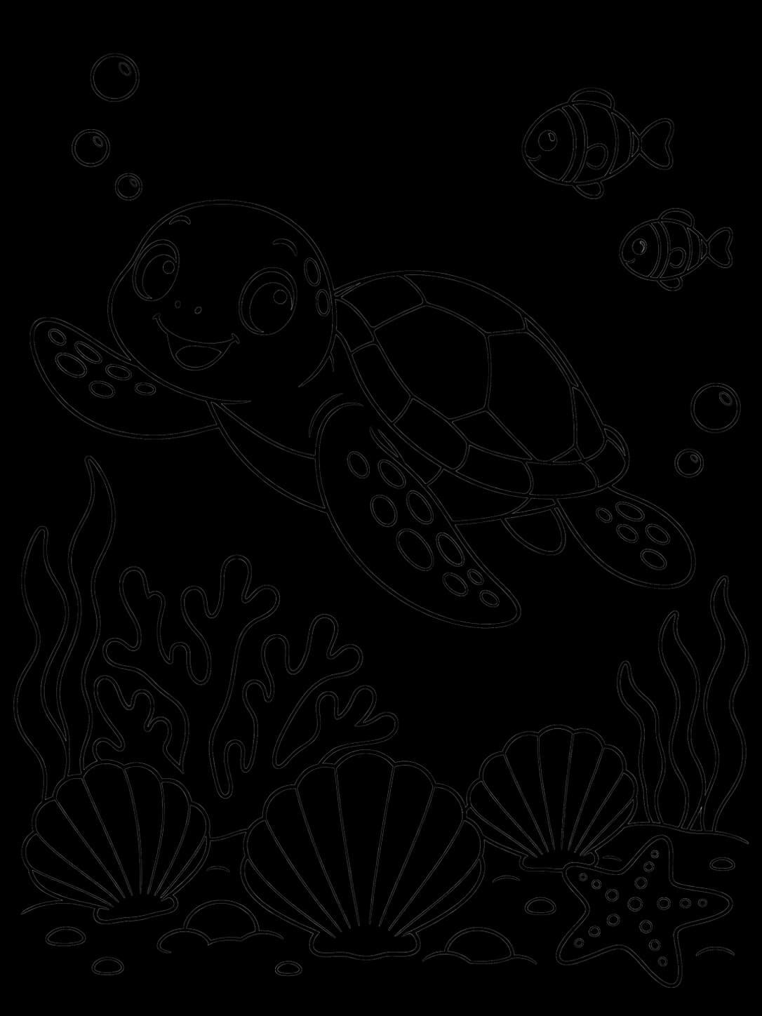 A sea turtle swimming over coral