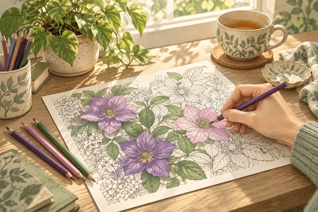 Make time for a creative break — illustrated coloring activity