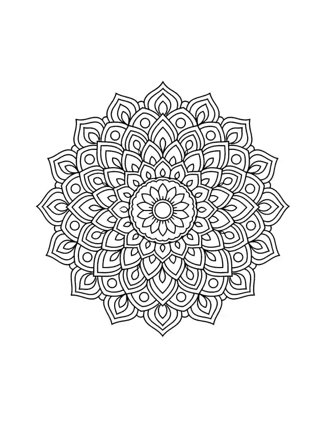 Floral Mandala line art to color