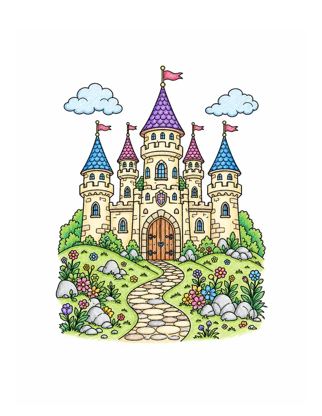 Colored preview of fantasy castle