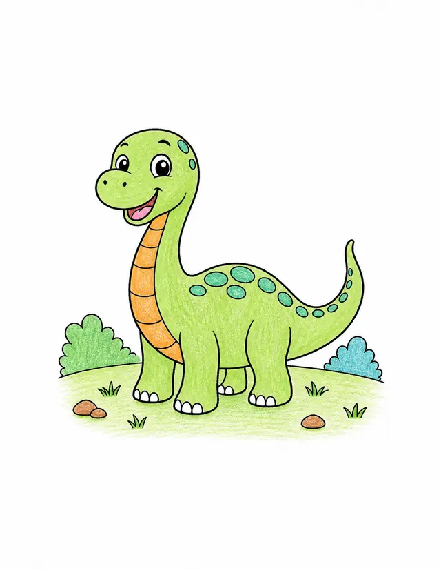 Colored preview of happy dinosaur