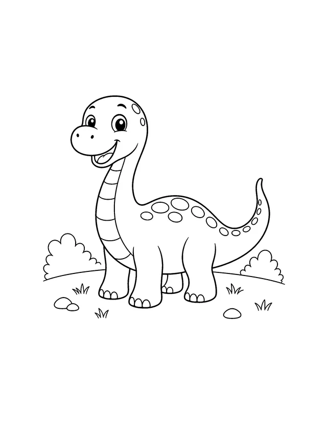 Coloring page of happy dinosaur
