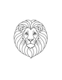 Front-facing lion portrait with a large layered mane coloring page