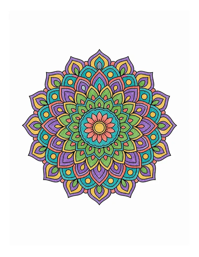 Colored preview of symmetrical mandala