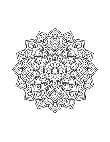 Coloring page of symmetrical mandala