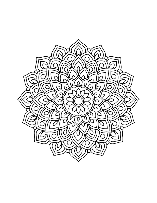 Coloring page of symmetrical mandala